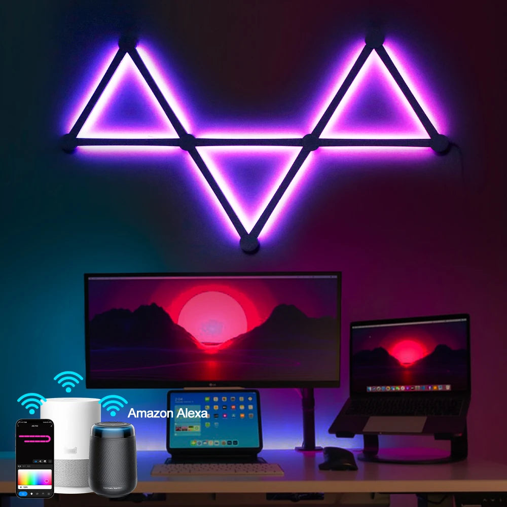 RGB LED Wall Lamp Smart WIFI APP DIY Free Splicing Atmosphere Night Light Music Rhythm TV Backlight Bedroom Game Room Decor Lamp