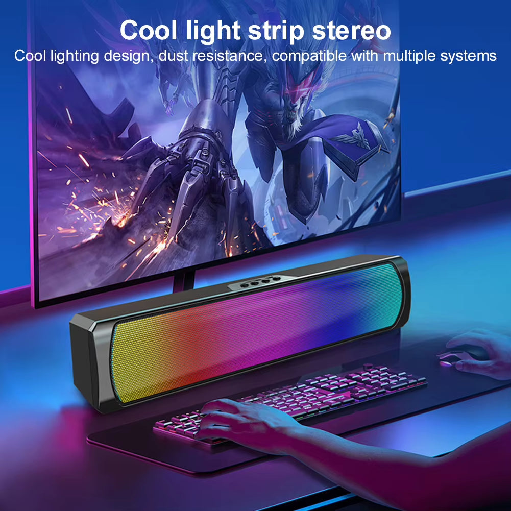 RGB Computer Speaker Bluetooth-Compatible5.0 Soundbar Stereo Subwoofer Portable Computer Sound Bar for Desktop PC Laptop