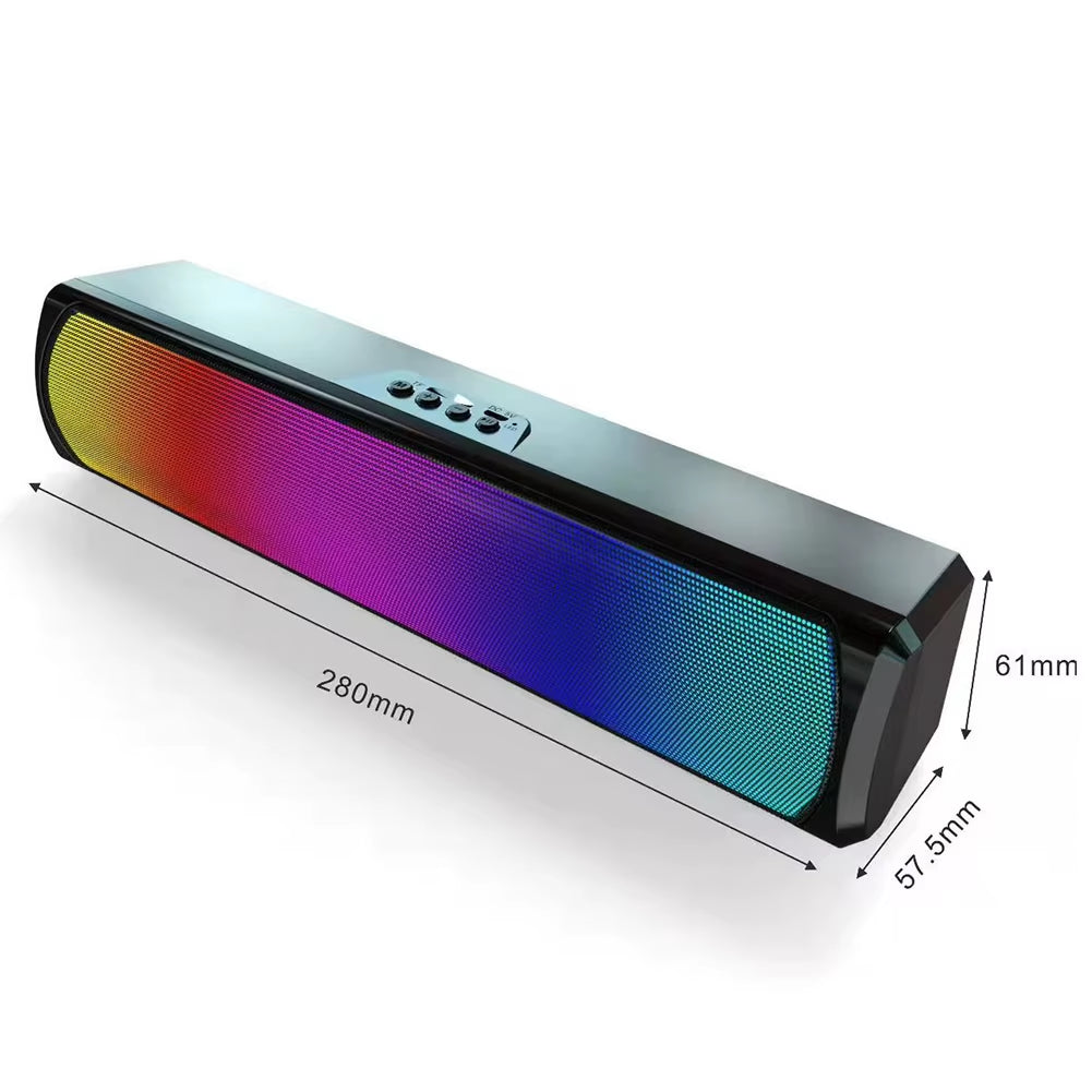 RGB Computer Speaker Bluetooth-Compatible5.0 Soundbar Stereo Subwoofer Portable Computer Sound Bar for Desktop PC Laptop