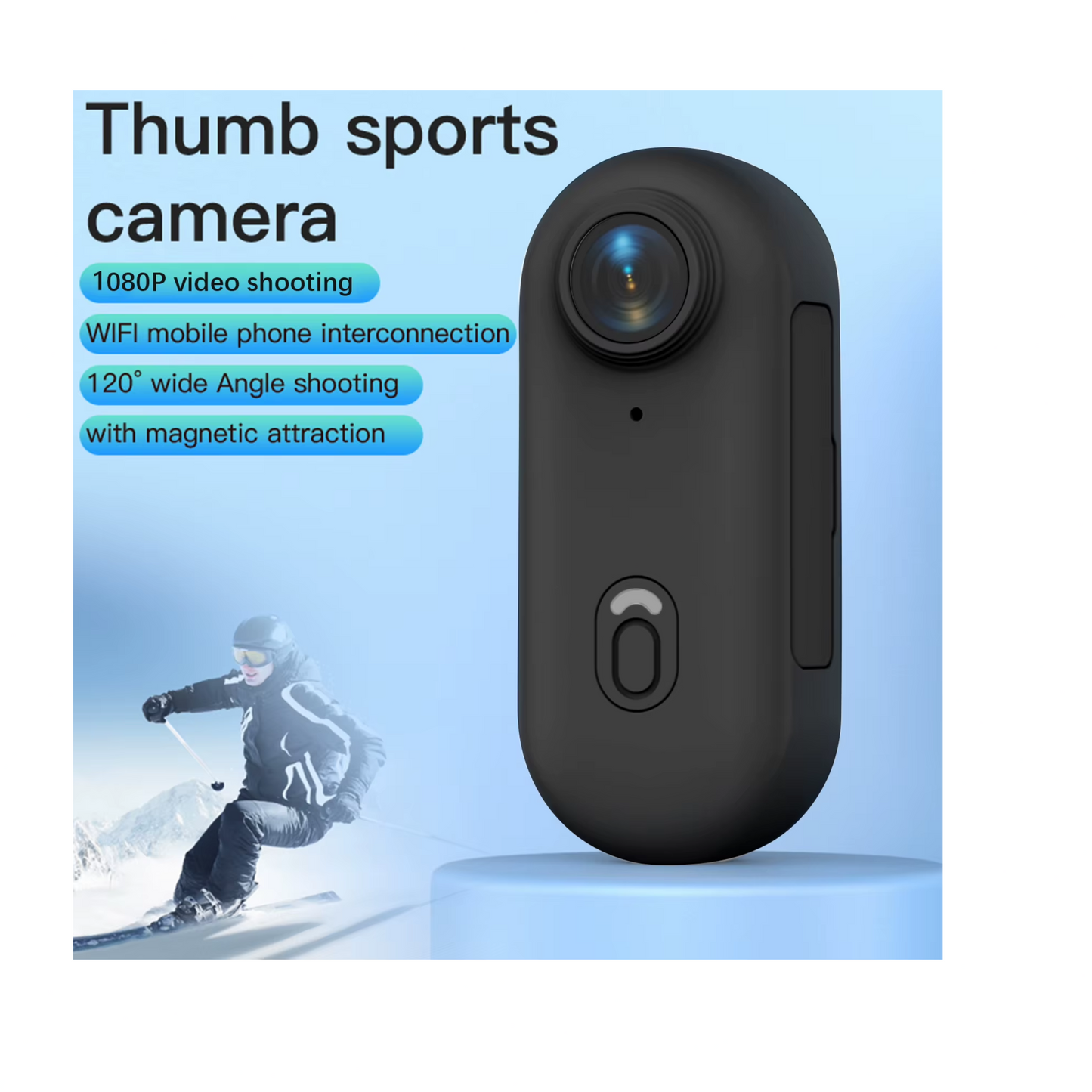 1080P Sports Action Camera – WiFi, Wide Angle, Magnetic Clip, Water-Resistant