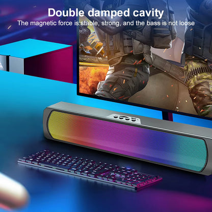 RGB Computer Speaker Bluetooth-Compatible5.0 Soundbar Stereo Subwoofer Portable Computer Sound Bar for Desktop PC Laptop