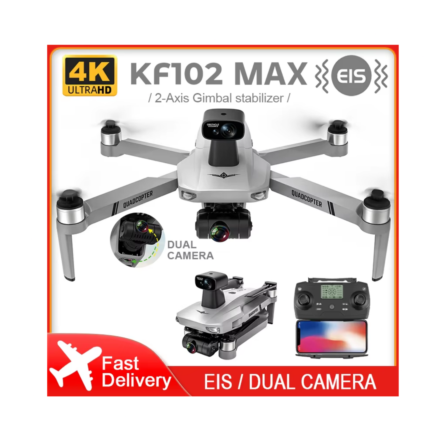 KF102 Max GPS Drone | 4K HD Camera & 2-Axis Gimbal