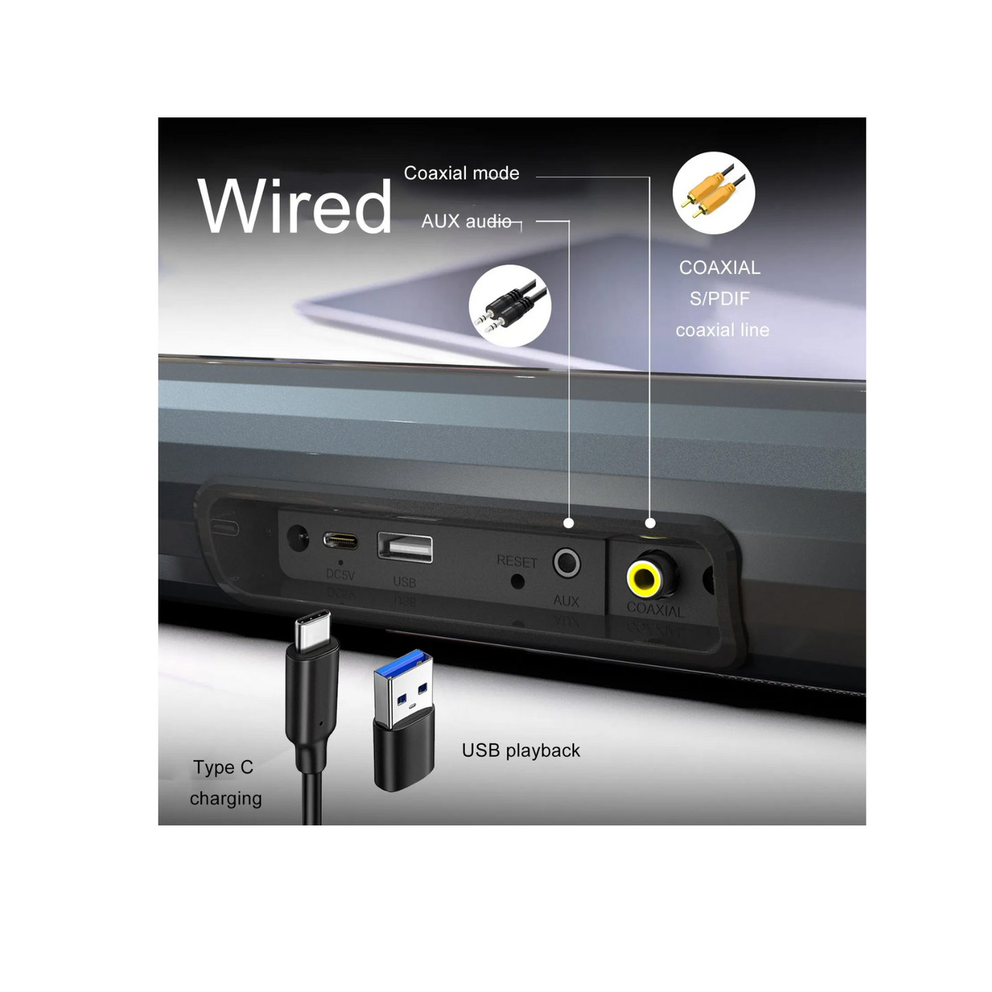 Bluetooth 5.3 RGB Soundbar | 20W 3D Stereo for TV & PC