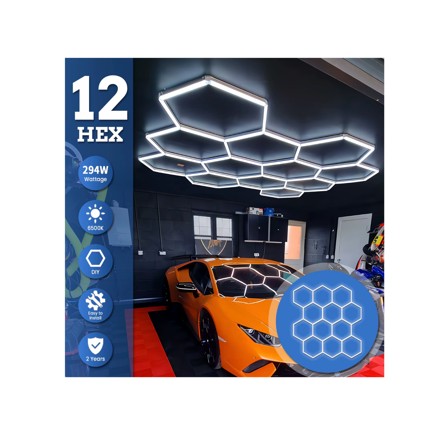 Ultra-Bright 12-Grid LED Garage Light – 294W, 6500K